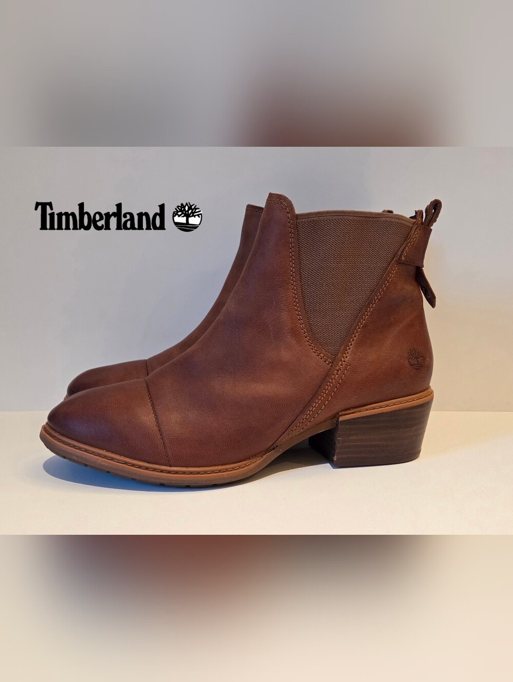 Timberland Women’s Sutherlan Bay Chelsea Brown Leather Boots Sz 9.5